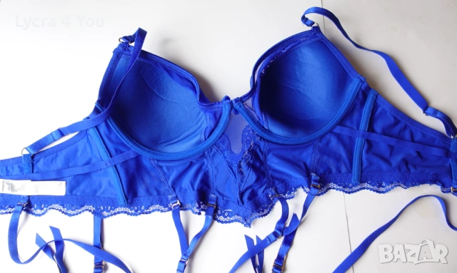 Censored 85D синьо бюстие с вградени жартиери за чорапи., снимка 10 - Бельо - 54209638