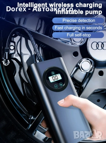 Преносим мини помпа за гуми с LED дисплей и вградена батерия, снимка 2 - Аксесоари и консумативи - 53616086