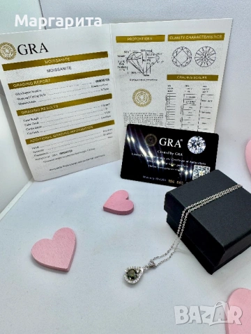 Сребърно колие с мойсанит (диамант) 1 карат, снимка 10 - Колиета, медальони, синджири - 54241145