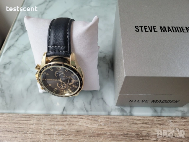Мъжки механичен часовник Steve Madden Black/Gold (НОВ с кутия, Automatic) неизползван, снимка 2 - Мъжки - 53918743