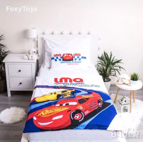 Детски спален комплект Disney Cars, 100% памук, 100×135 см, 40×60 см., снимка 2 - Спално бельо и завивки - 46412623