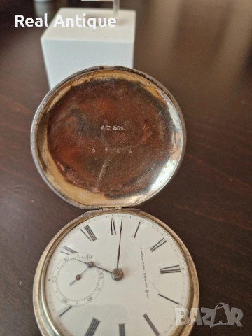 Рядък антикварен колекционерски американски сребърен джобен часовник Appleton Tracy & Co -Waltham , снимка 5 - Антикварни и старинни предмети - 51617506