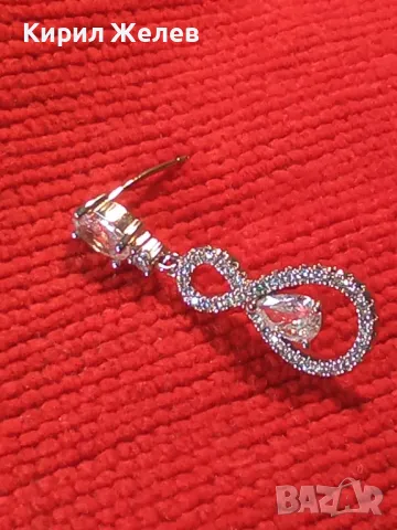 АЖУРНА СКЪПОЦЕННА ОБЕЦА РОДИРАНА БЛАГОРОДНА СТОМАНА с ФАСЕТИРАНИ БЛЕСТЯЩИ ЦИРКОНИ 49878, снимка 8 - Обеци - 49510899
