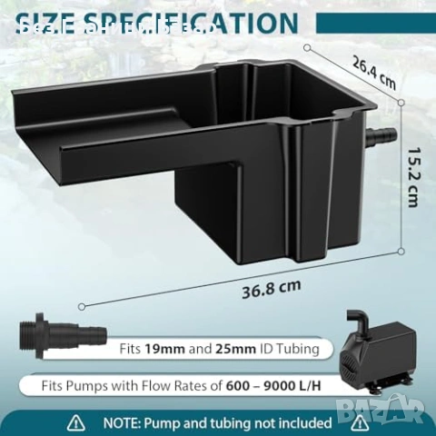 Нов Градински водопад за езеро 20 см преливник UV устойчив лесен монтаж, снимка 2 - Градински мебели, декорация  - 54054338