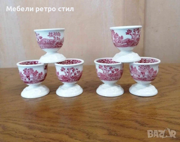 Комплект от шест броя стилни порцеланови чашки за яйца произведени от " Villeroy & Boch" , снимка 3 - Чаши - 53924225