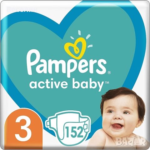 Пелени Pampers Active Baby, Размер 3, 6 -10 кг, 152 броя

, снимка 1