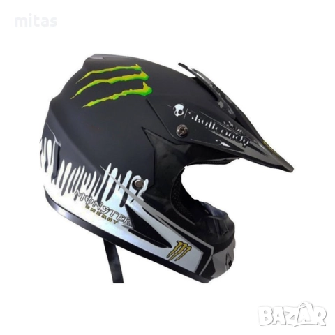 Кросова каска MONSTER, Full Face, DOT, Размер: S/M - Вело, Мото, Скутер, Бъги, АТВ, снимка 2 - Аксесоари за велосипеди - 47045285