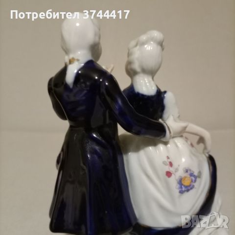 Рядка Винтаж кобалтово синя танцуваща двойка от от викториански/колониален порцелан , снимка 7 - Статуетки - 45180981
