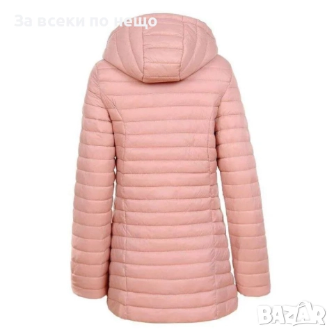 Дамско Яке Цвят Пудра С Качулка Код S399, снимка 2 - Якета - 52729984
