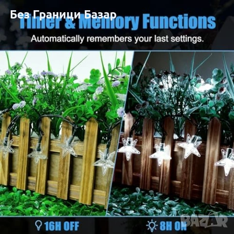 Нови Градински соларни светлини 50 LED 7м водоустойчиви слънчеви звезди, снимка 3 - Соларни лампи - 54151827