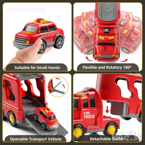 4787 Пожарен комплект 3-в-1: Гигантски камион, спасителен хеликоптер и подвижна стълба, снимка 4 - Коли, камиони, мотори, писти - 53712425