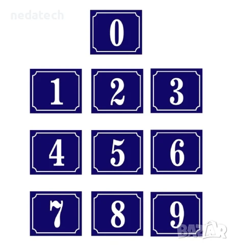 Самозалепващи се маркиращи числа 0-9, 11x9 см. 