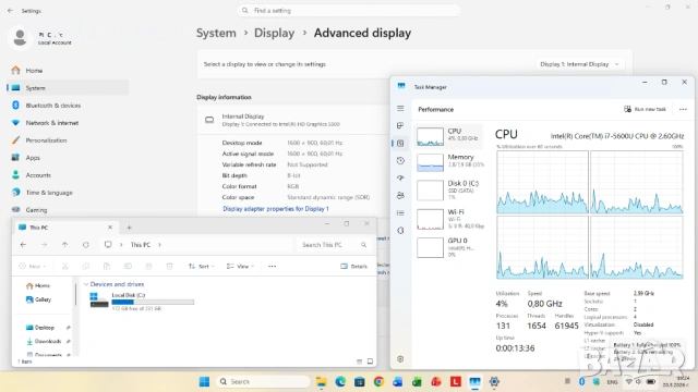Lenovo ThinkPad T450s 14 inch | Intel Core i7 5600U 2x3.20 Ghz| 8GB RAM | 250GB SSD | Windows 11, снимка 8 - Лаптопи за работа - 53915487