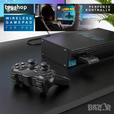 НОВ Джойстик за PlayStation, CSL контролер, безжичен PS2 геймпад, 2,4 GHz адаптер с двойна вибрация, снимка 3 - Аксесоари - 50552542
