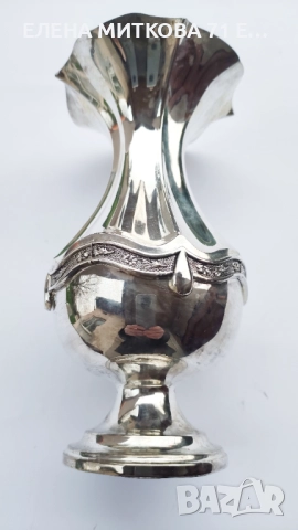Масивна посребрена ваза с красива форма и орнаменти, снимка 3 - Вази - 52619215