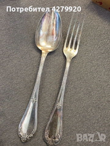 Посребрени,стари прибори за салата
