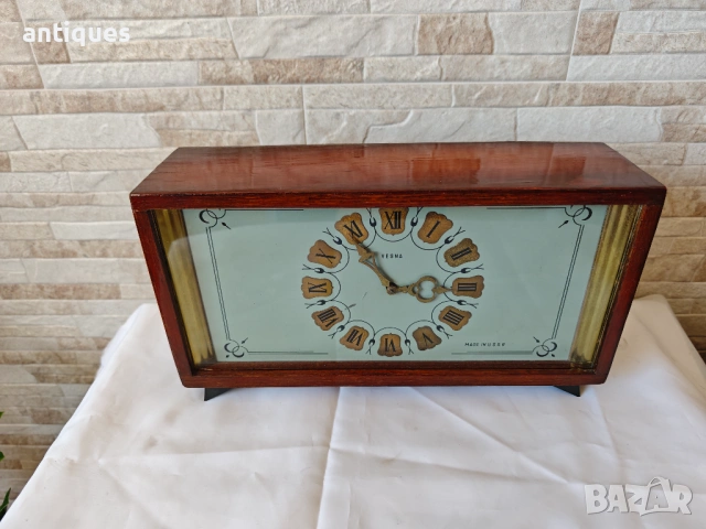 Стар руски каминен часовник - ВЕСНА / VESNA - 1970г., снимка 2 - Антикварни и старинни предмети - 54105688