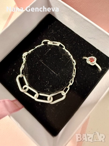 Pandora гривна и пръстен, снимка 2 - Гривни - 52908420