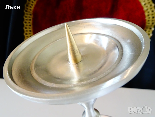 Викториански калаен свещник 370 гр. , снимка 3 - Антикварни и старинни предмети - 53977405