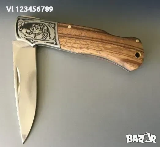 Руски сгъваем джобен нож с калъф ТИГР 90Х20 мм ,сталь 65х13, снимка 2 - Ножове - 53863010