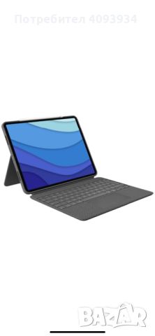 Калъф Logitech Combo Touch, Със сваляща се клавиатура и тракпад, За iPad Pro 12,9" gen 5,6, UK, Сив, снимка 1