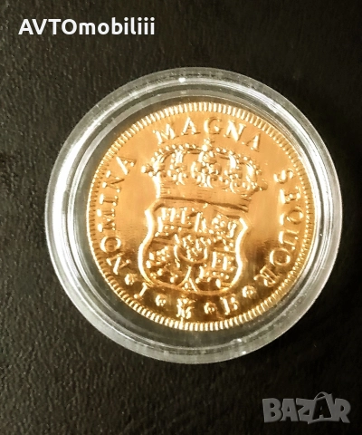 Позлатена средновековна испанска монета в капсула , снимка 5 - Нумизматика и бонистика - 52859455