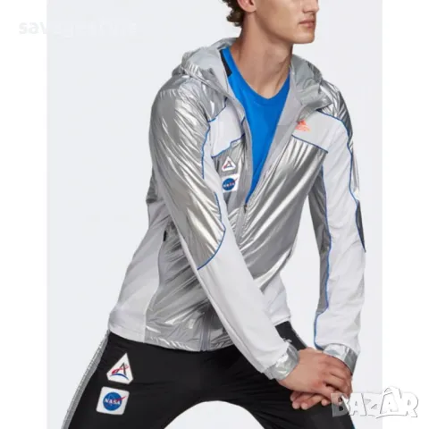 Мъжко яке ADIDAS Marathon Nasa Space Hooded Jacket Matte Silver, снимка 1 - Якета - 48928900