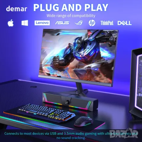 Компютърни високоговорители EnjoyNest, RGB високоговорители, USB захранване, 3,5 mm Aux, снимка 7 - Други - 49283281