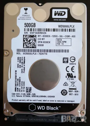 2.5” Твърд диск HDD 500GB WD Black Western Digital НДД хард длайв, снимка 2 - Твърди дискове - 47250086