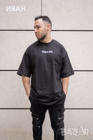 Мъжка черна тениска овърсайз с щампа на гърба, снимка 3 - Тениски - 46480076