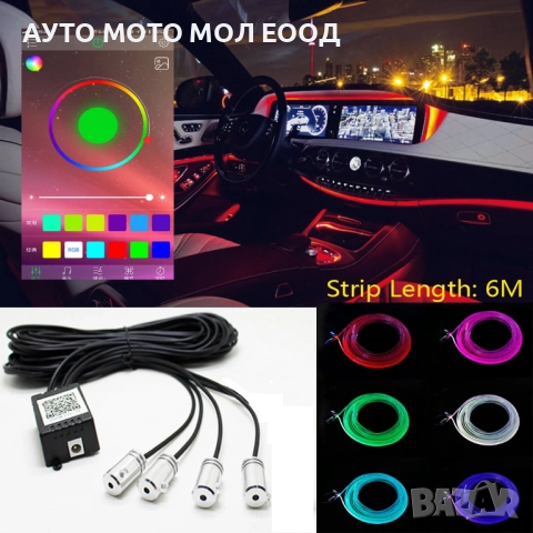 LED RGB лента за интериорно осветление на автомобил с дължина 6 метра.