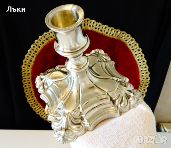 Английски посребрен свещник,Крал Джордж II,печат.