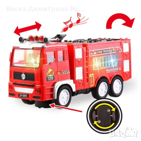 Пожарна кола със светлини и звуци Fire Truck, снимка 3 - Коли, камиони, мотори, писти - 52679478
