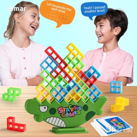 Lktvys Семейна настолна игра за балансиране със строителни блокове за деца, снимка 2 - Образователни игри - 45374723