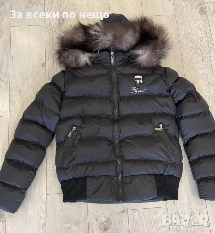 Karl Lagerfeld Дамско Зимно Яке С Естествен Пух На Качулката - Лачени И Матови Код W.S.O.17