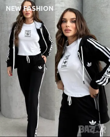 Дамски Памучен Екип + Тениска - лого Бродирано ✨ ADIDAS , снимка 3 - Спортни екипи - 49206345