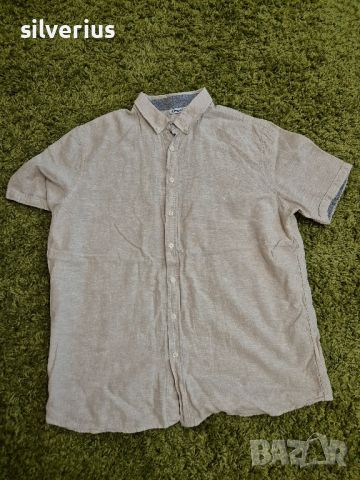 Мъжка риза с къс ръкав (ленена), снимка 1 - Тениски - 44436257