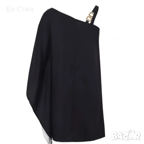 💕Рокля с едно рамо в черно и бяло, снимка 3 - Рокли - 53944449