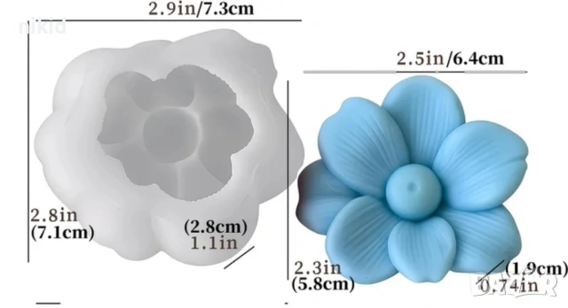 3d Цвете застъпващи листенца силиконов молд форма фондан шоколад гипс смола свещ декор, снимка 2 - Форми - 54184938