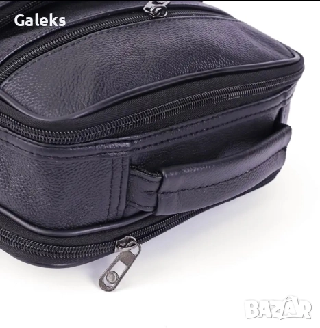 Мъжка, Голяма квадратна кожена чанта за през рамо /Черна естест. кожа!, снимка 4 - Чанти - 51617801