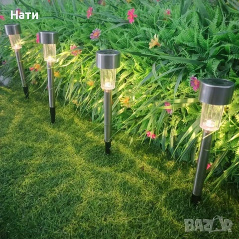 Комплект от 5 броя Led соларни лампи - автоматично включване без разход за електроенергия, снимка 4 - Соларни лампи - 54027462