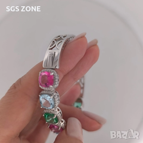 СРЕБЪРНА ГРИВНА ОТ ТАЙЛАНД С ЕСТЕСТВЕН ТОПАЗ И РОДИЕВО ПОКРИТИЕ, снимка 4 - Гривни - 52457983