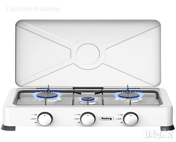 Троен газов котлон с капак Rosberg R51454E3, 30mbar 2x2.2kWh+1x1kWh, снимка 6 - Котлони - 46334696