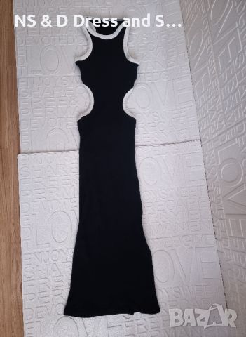 Дамска дълга рокля рипс по тялото с цепка, снимка 1 - Рокли - 46249283