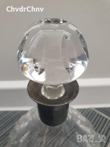 сребро 835/WTB Германия 19ти век/стара немска кристална гарафа 25см/шише с тапа, снимка 3 - Прибори за хранене, готвене и сервиране - 51467306