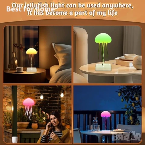  LED многоцветна нощна лампа  медуза  с тъч сензор, снимка 5 - Лед осветление - 51051905