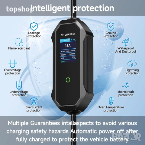 Чисто нов комплект кабели AFYEEV, Зарядно устройство тип 2 за електрически автомобили, 11kW 8-16A..., снимка 5 - Аксесоари и консумативи - 52618113