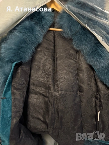 ДЪЛЪГ ЗИМЕН ЕЛЕК С ЕСТЕСТВЕН КОСЪМ GRANDIOSO, СИН ЦВЯТ, снимка 7 - Елеци - 52579592