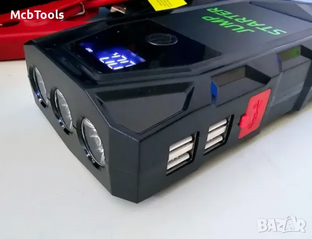 Мултифункционален автомобилен стартер Jump Starter 18000mAh, 12V, Максимален ток 2000A с компресор, снимка 6 - Аксесоари и консумативи - 47430163