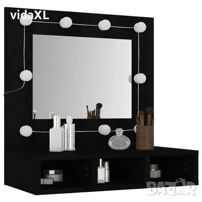 vidaXL Огледален шкаф с LED, черен, 60x31,5x62 см(SKU:833520), снимка 4 - Огледала - 49524936